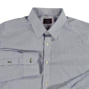 Untuckit Pio Cesare Button Shirt Mens XL Blue Stripe Wrinkle Free Slim Fit